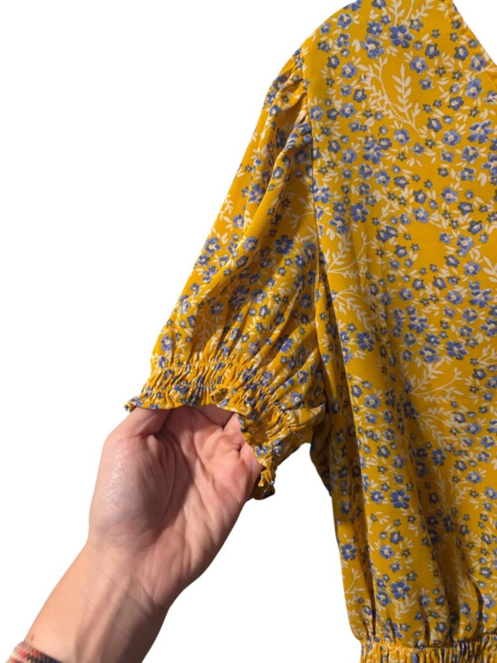 LOFT Floral Smocked Waist Puff Sleeve Blouse - Picture 4 of 5
